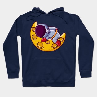 Cute Astronaut Sleeping on Moon Cartoon Hoodie